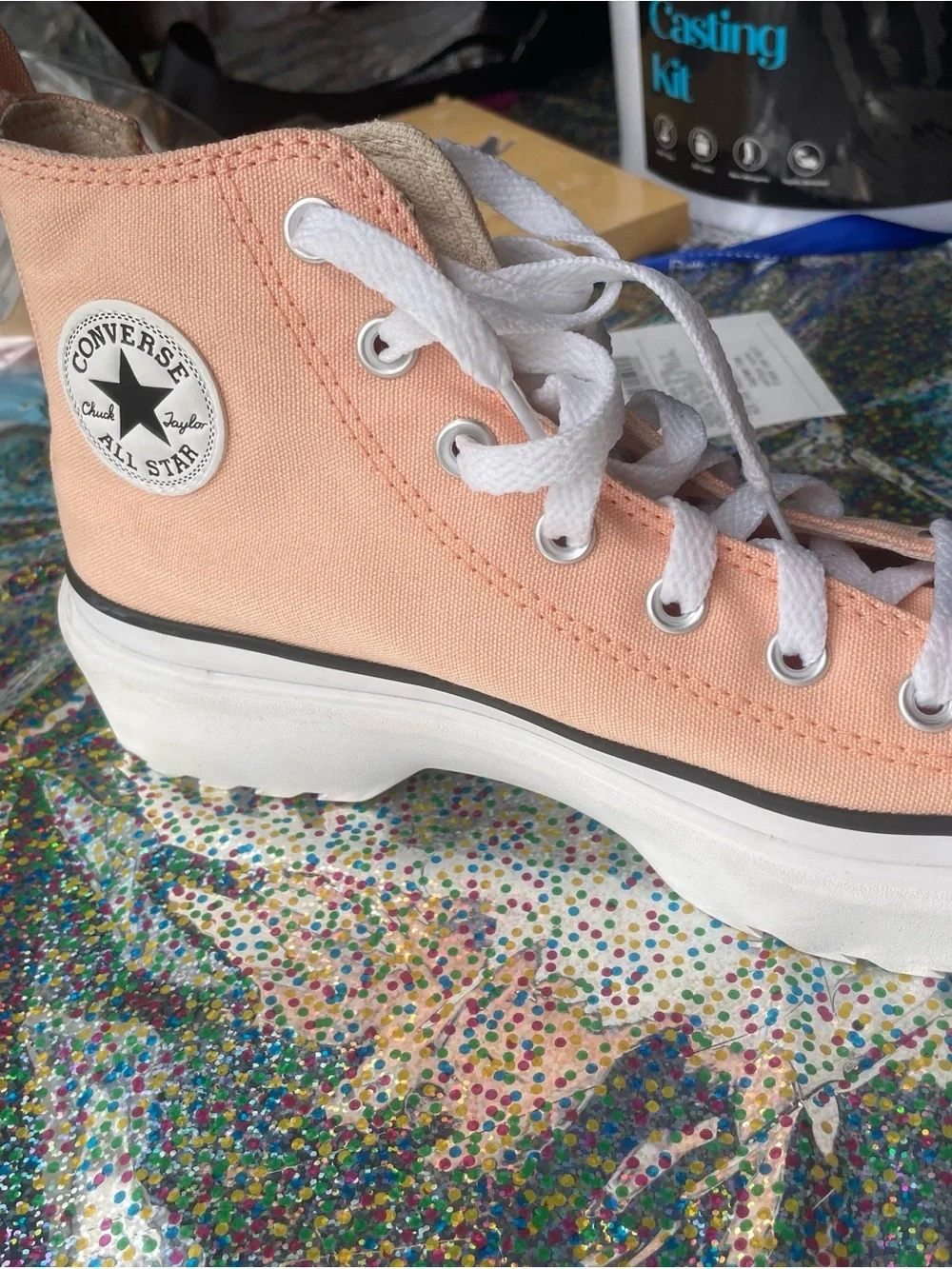 Converse Kids Peach High-Top Platform Sneakers